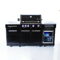 Outdoor Kitchen Island Built for Premium Backyard Cooking, 4-Burner Grill, Built-In Refrigerator, 304 Steel