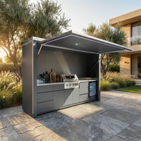 Customized Multi Functional Outdoor Kitchen BBQ Pod with Shelter Moisture Resistant Stainless Steel Outdoor Kitchen Patio Shed — Studio Shot