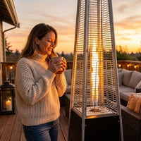 48,000 BTU Pyramid Standing Patio Heater Propane Heater for Outdoor Use with Wheels Ideal for Backyard Balcony 6-8 — Lifestyle