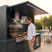 Customized Multi Functional Outdoor Kitchen BBQ Pod with Shelter Moisture Resistant Stainless Steel Outdoor Kitchen Patio Shed — Lifestyle